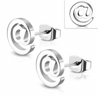 Clous d'oreille acier  symbole arobase (Paire)