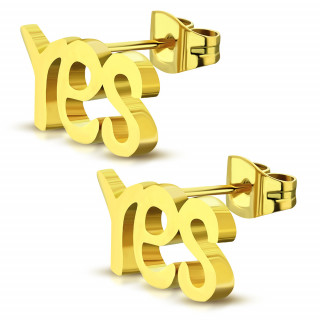 Clous d'oreille dors "YES" (Paire)