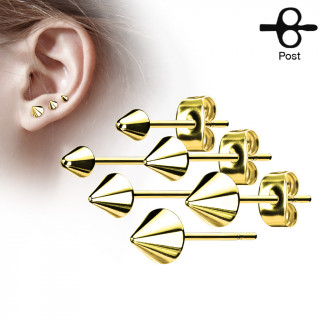 Clous d'oreille en acier dor  spike (la paire)