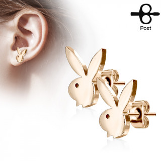 Clous d'oreille  lapin Playboy cuivrs (paire)