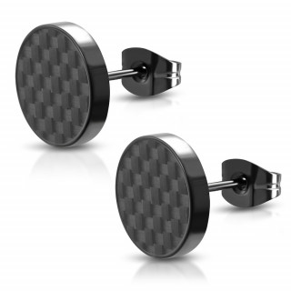 Clous d'oreille noirs à fibre de carbone (Paire)