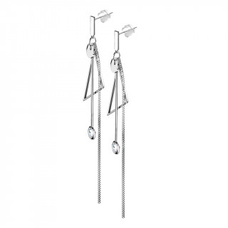 Clous d'oreilles acier  triangles, chaines et barres suspendus (paire)