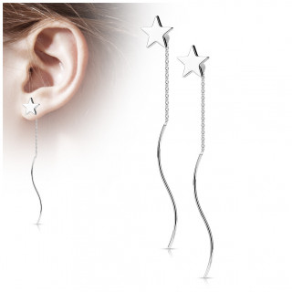 Clous d'oreilles Argents en acier  toile et barre ondule