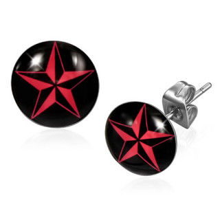 Clous d'oreilles avec toile ninja rouge et noire