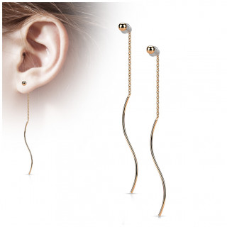 Clous d'oreilles Cuivrs en acier  perle et barre ondule