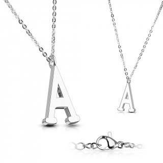 Collier  lettre alphabet A en acier
