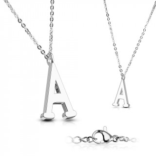 Collier à lettre alphabet A en acier