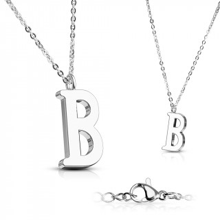 Collier  lettre alphabet B en acier