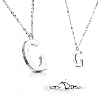 Collier  lettre alphabet C en acier