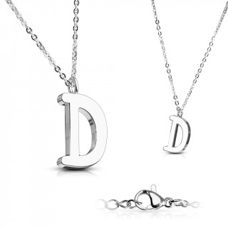 Collier  lettre alphabet D en acier