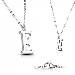 Collier  lettre alphabet E en acier