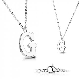 Collier  lettre alphabet G en acier