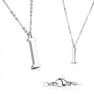 Collier  lettre alphabet I en acier