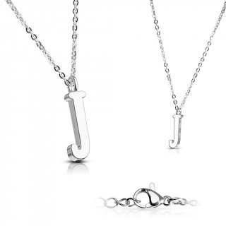 Collier  lettre alphabet J en acier