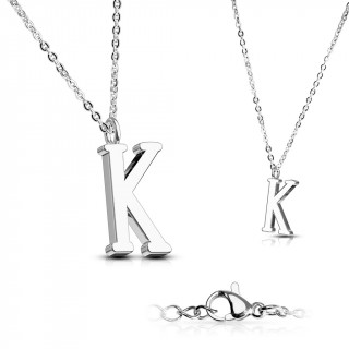 Collier  lettre alphabet K en acier