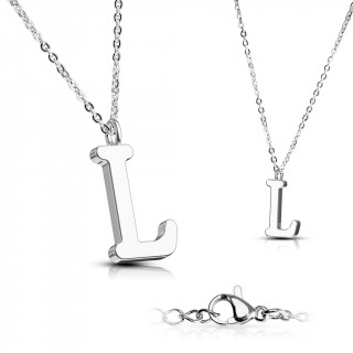 Collier  lettre alphabet L en acier