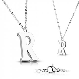 Collier  lettre alphabet R en acier