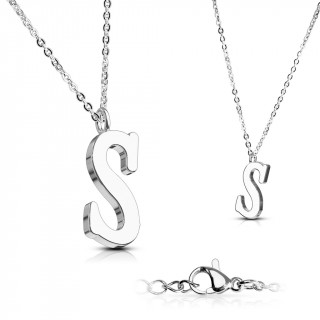 Collier  lettre alphabet S en acier