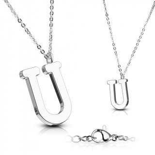 Collier  lettre alphabet U en acier