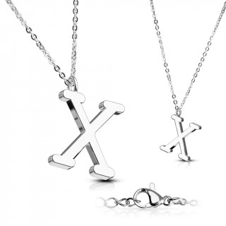 Collier  lettre alphabet X en acier