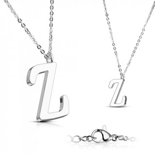 Collier  lettre alphabet Z en acier