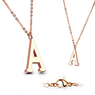 Collier Alphabet en acier cuivr - lettre A