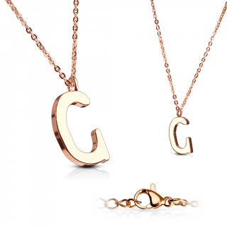 Collier Alphabet en acier cuivr - lettre C