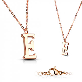 Collier Alphabet en acier cuivr - lettre E