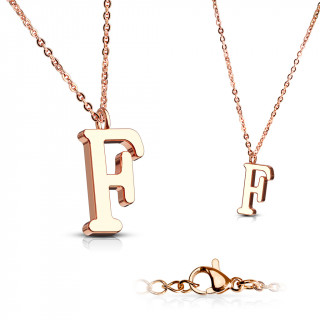 Collier Alphabet en acier cuivr - lettre F