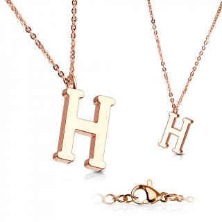 Collier Alphabet en acier cuivr - lettre H