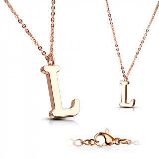 Collier Alphabet en acier cuivr - lettre L