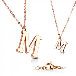 Collier Alphabet en acier cuivr - lettre M