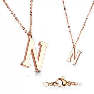 Collier Alphabet en acier cuivré - lettre N