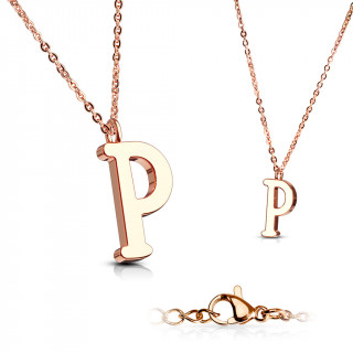 Collier Alphabet en acier cuivr - lettre P