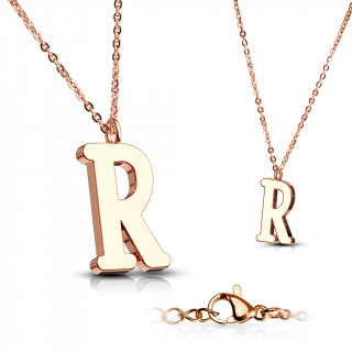 Collier Alphabet en acier cuivré - lettre R