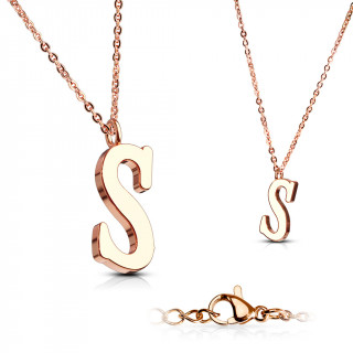 Collier Alphabet en acier cuivr - lettre S