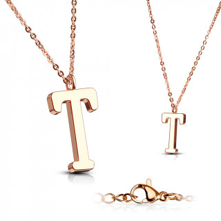 Collier Alphabet en acier cuivr - lettre T
