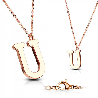 Collier Alphabet en acier cuivr - lettre U