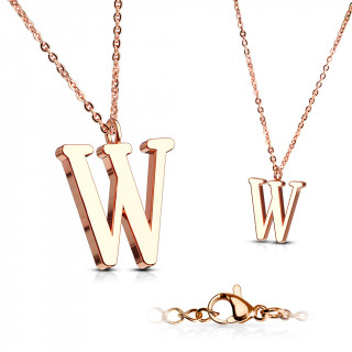 Collier Alphabet en acier cuivr - lettre W