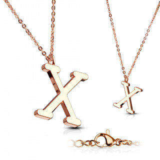 Collier Alphabet en acier cuivr - lettre X