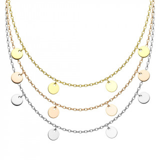 Collier femme acier  petits disques suspendus