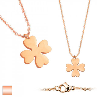 Collier femme en acier cuivr avec pendentif trfle  4 feuilles