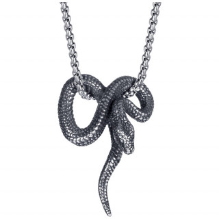 Collier  serpent entortill en acier (chaine de 55cm)