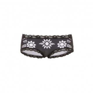 Culotte gothique Jawbreaker noire  imprim style floral mexicain avec dentelle