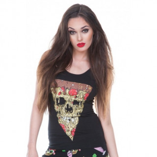 Dbardeur Femme goth-rock Voodoo Vixen "Fast Food" (pizza) avec laage au dos