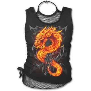 Dbardeur femme gothique  maille filet avec dragon de flamme