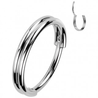 Double anneau nez oreille acier haute précision à charnière clicker