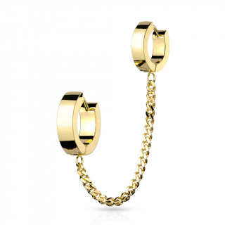 Double boucle d'oreille dore  anneaux clip enchains ( l'unit)