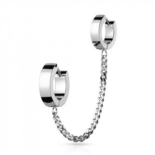 Double boucle d'oreille Inox  anneaux clip enchains ( l'unit)