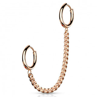 Double piercing hlix et lobe  anneaux clickers enchains - Cuivr
